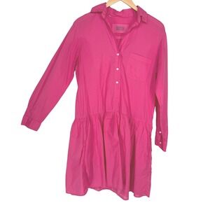 Grayson The Changemaker Hot Pink Cotton Drop Waist Shirt Mini Dress XS 01 Preppy